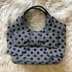 Kate Spade Small Grey Felt Polka Dot Bag With Bow